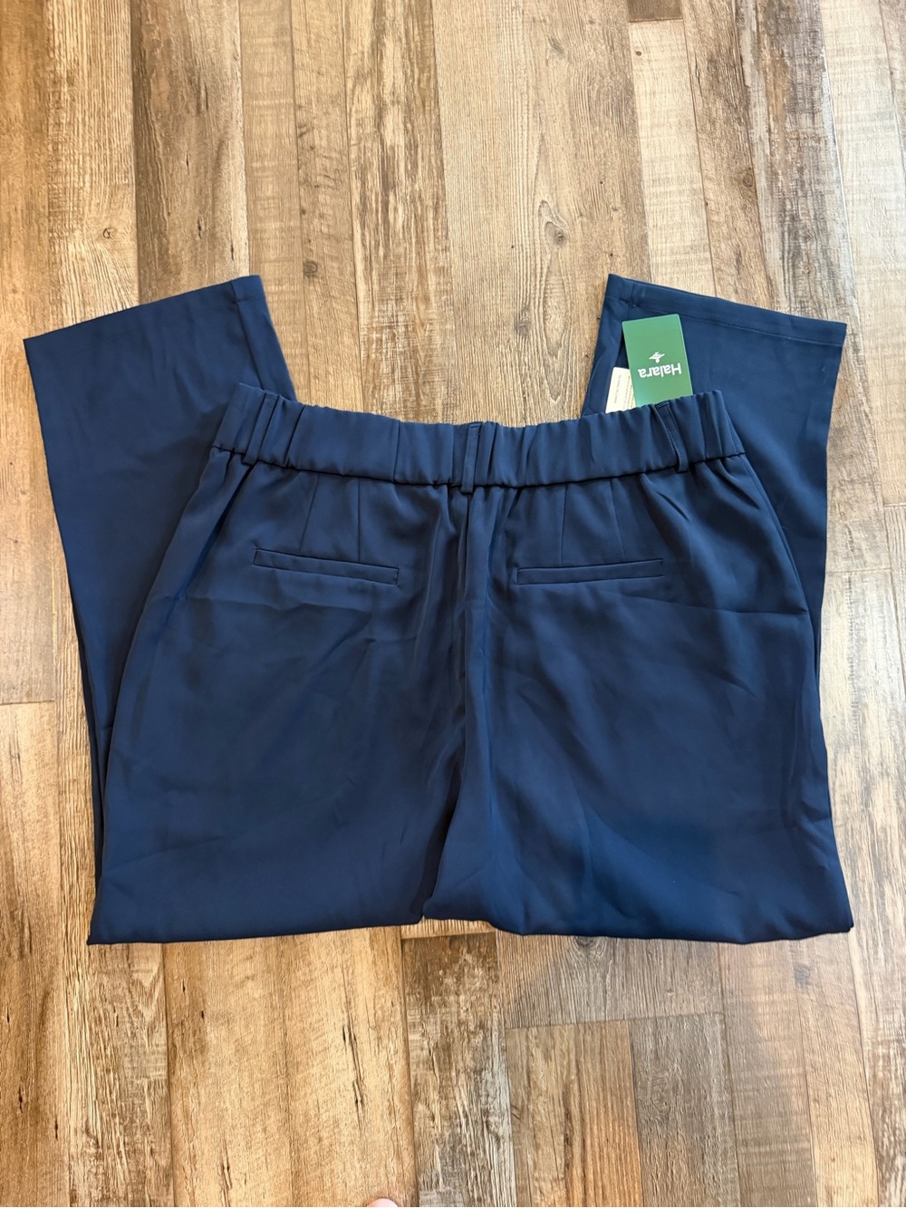 HALARA Navy Elastic-Waist Straight Trousers Sz xl